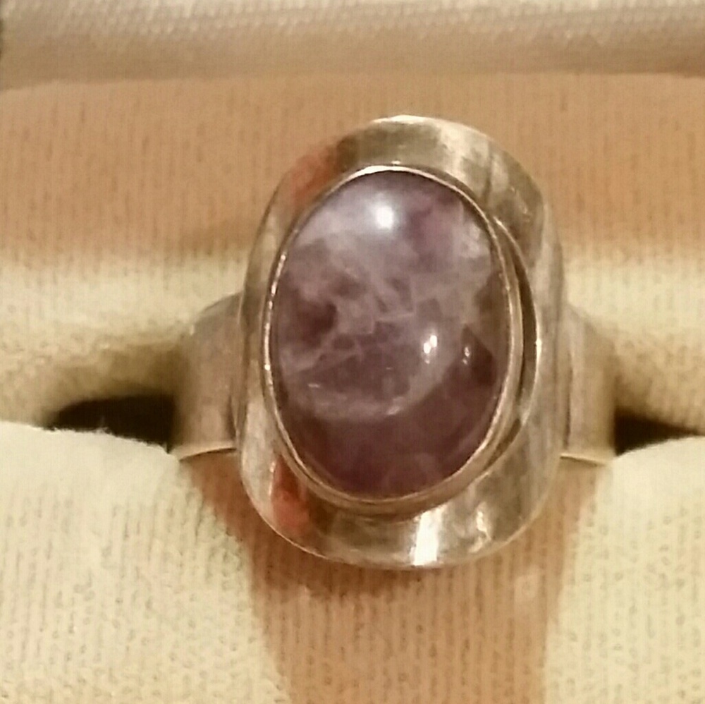 SILVER & AGATE RING - Picture 2 of 4